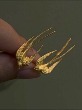 Gold Bird Wing Drop Earrings - Elegant Women’s Jewelry